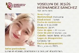 Desaparece menor de edad en Córdoba, Veracruz; estas son sus características