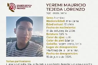 Joven desaparece al norte de Veracruz; conoce sus señas particulares