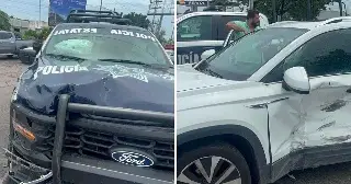 Patrulla de la Policía Estatal choca contra camioneta en la carretera federal Veracruz–Xalapa