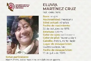 Piden apoyo para localizar a mujer desaparecida al sur de Veracruz 