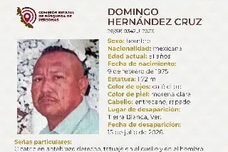 Piden apoyo para localizar a hombre desaparecido al sur de Veracruz