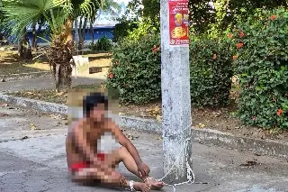 Atrapan, amarran y 'encueran' a sujeto en Boca del Río 