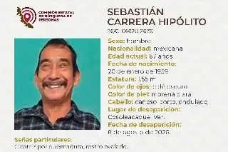 Hombre de la tercera edad desaparece al sur de Veracruz 