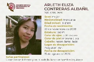 Menor de edad desaparece al sur de Veracruz; conoce sus señas particulares 