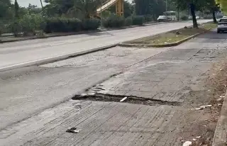 Peligrosa zanja en la carretera Veracruz-Xalapa