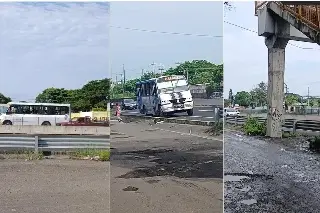 ¡Arriesgan la vida! Colonos de Veracruz caminan hasta la autopista para tomar un camión