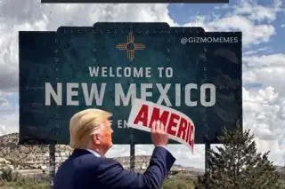 Trump aparece “bailando” junto a letrero de “Nueva América”