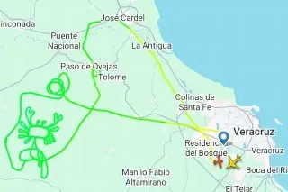 ¿Lo volvió a hacer? Piloto dibuja otro cangrejo sobre Veracruz”