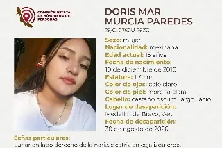 Autoridad reporta desaparecida a menor de 15 años, ahora en Medellín de Bravo, Veracruz