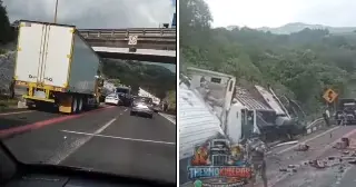 Choque entre camiones deja daños y tráfico pesado en la autopista Esperanza - Ciudad Mendoza (VIDEO)