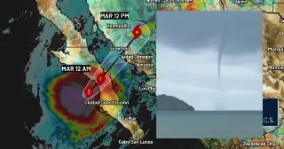 Efectos de 'Polo' generan tromba marina frente Guaymas; así se vio desde la costa