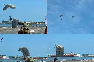 Caen paracaidistas de la Marina en el malecón de Veracruz