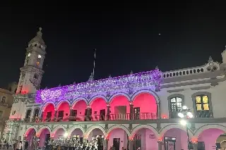 Palacio Municipal de Veracruz se ilumina de rosa 
