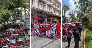 Trabajadores del IMSS protestan en Xalapa por salarios, medicamentos y pensiones