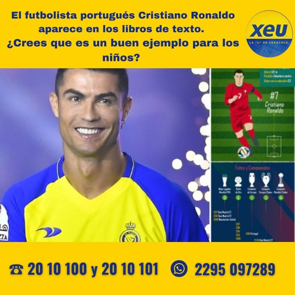 Imagen #SondeoXEU El futbolista portugués Cristiano Ronaldo aparece en los libros de texto. ¿Crees que es un buen ejemplo para los niños?
