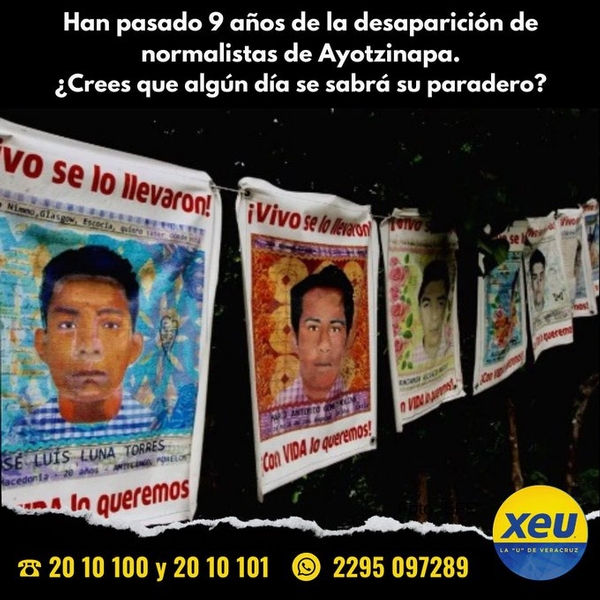 Imagen Han pasado 9 años de la desaparición de normalistas de Ayotzinapa, ¿Crees que algún día se sabrá su paradero?