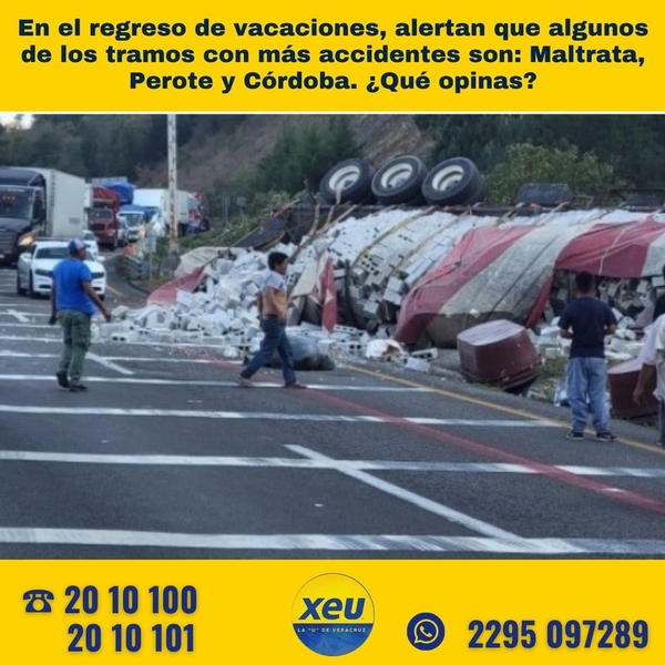 Imagen En el regreso de vacaciones, alertan que algunos de los tramos con más accidentes en #Veracruz son: #Maltrata, #Perote y #Córdoba. ¿Qué opinas?