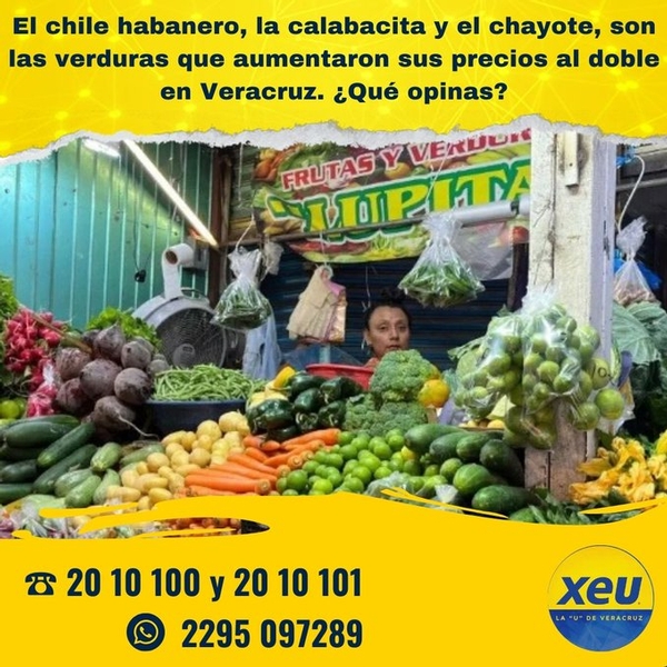 Imagen #SondeoXEU El chile habanero, la calabacita y el chayote, son las verduras que aumentaron sus precios al doble en #Veracruz. ¿Qué opinas?
