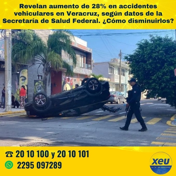 Imagen #SondeoXEU Revelan aumento de 28% en accidentes vehiculares en Veracruz, según datos de la Secretaría de Salud Federal. ¿Cómo disminuirlos?