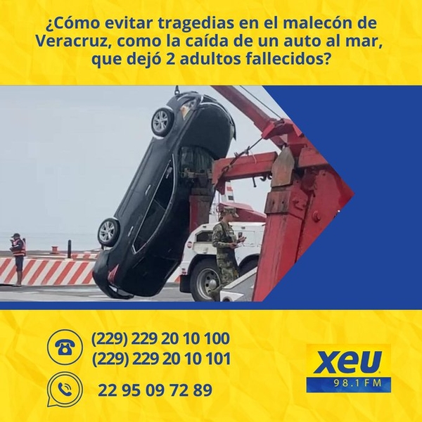 Imagen ¿Cómo evitar tragedias en el malecón de Veracruz, como la caída de un auto al mar, que dejó 2 adultos fallecidos? #SondeoXEU
