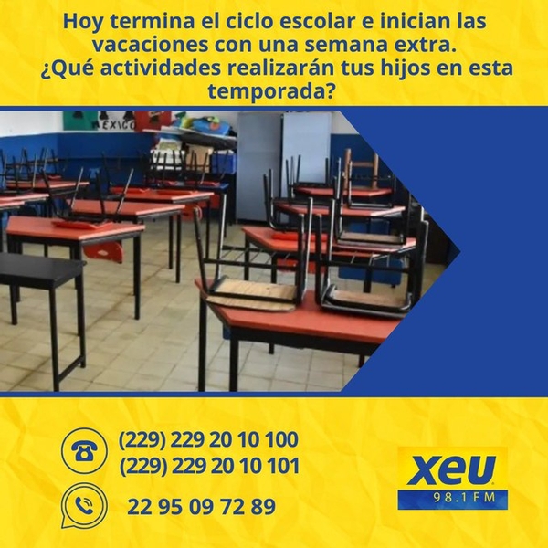 Imagen Hoy termina el ciclo escolar e inician las #vacaciones con una semana extra. ¿Qué actividades realizarán tus hijos en esta temporada?