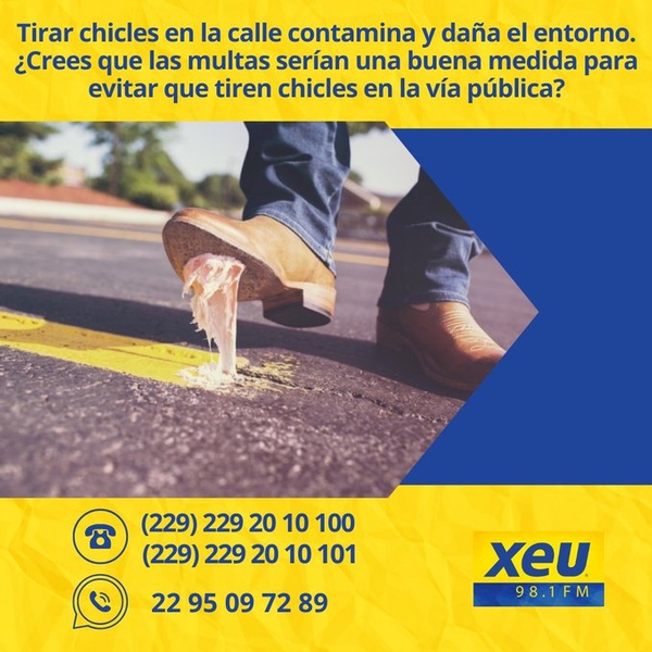 Imagen  Tirar chicles en la calle contamina y daña el entorno. ¿Crees que las multas serían una buena medida para evitar que tiren chicles en la vía pública?